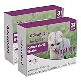 Advanllent Zeckenschutz für Katzen 6 Pipetten, Spot On Katzen, Zeckenmittel für Katze, Katze flohmittel entwurmungsmittel für Katzen, gegen Flöhe & Zecken
