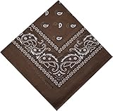 Bandana Halstuch Biker 1er 3er 6er 12er Pack Nikki Tuch Schal Paisley Kopftuch 100% Baumwolle 25 Farben (1er, Braun)