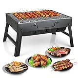 Grill - Camping Grill & Kohlegrill, Edelstahl, tragbar, langlebig, hitzebeständig und rostfrei, ideal für Garten, Balkon, Terrasse, Camping, Picknick und Outdoor-Gartenpartys (S (35 x 27 x 20 cm))