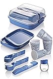 BEFA Picknick Set 6 Personen | BPA Frei | Camping Geschirr Set Gabel, Messer, Löffel, Teller, Becher | Picknickkorb | Picknicktasche