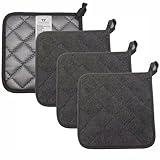 Minkabo Thstheaven Topflappen für Küche, hitzebeständig, dunkelgrau, Topflappen, Ofen-Pads, Frottee, Topflappen zum Kochen, Backen, 4 Stück