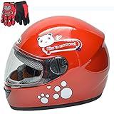 ZJRA Kinderhelm, Motorradhelm Für Kinder, Motorrad Halbhelme, Motorrad Moped Jungen Mädchen Kinder Childs, 3 Farben Style Für Wahl (RED)