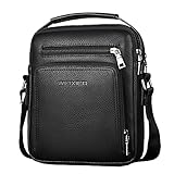 A-QMZL Umhängetasche Herren Schultertasche Herrentasche klein Vintage Messenger Bag Herrenhandtasche Crossbody Bag Handtasche PU Leder Schultertasche für Männer (schwarz)