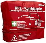 Kalff KFZ Kombitasche TRIO Compact, Verbandstasche Auto + Warnweste + Warndreieck NANO mit Erste Hilfe Broschüre