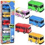 QWEPU 5 PCS Mini Bus Spielzeug,Mini Bus Auto, Mini Pull Back Spielzeugautos,Bus Modell,Kreatives Spielzeug für Geschenk, Geburtstagsgeschenke für Jungen und Mädchen (7CM)