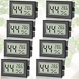 Sprifityy 8 Stück Mini Hygrometer Digital, Hygrometer Mini mit Celsius -50°C~+70°C, Luftfeuchtigkeitsmesser Inklusive Batterien, Moderne Messtechnik, Thermo Hygrometer für Innenräume (Schwarz)