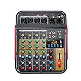 AIRYSSFU DJ Mischer, Mischpult 4-Kanal-Aux-Effekt mit XLR-Ausgang und 48-V-Phantomspeisung for professionelle Studios und Musikliebhaber