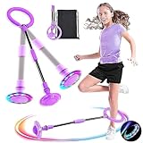 Swing Wheel mit Lichtrad,Kinder Blinkender Springring,Kinder Blinkender Springring Fußkreisel,Springender Ball Blinkender,Faltbarer Flash Jumping Ball,Blinkender Sprungball (Lila/1)