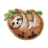 Faultier Tier - Aufnäher, Bügelbild, Aufbügler, Applikationen, Patches, Flicken, zum aufbügeln, Größe: 5,5 x 4,2 cm