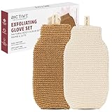 BICTIVE® 2er Set Peelinghandschuhe Körper aus Naturfasern. Zur Entfernung Abgestorbener Haut & für Glatte, Strahlende Haut. Exfoliating Gloves, Peelinghandschuh, Body Scrubber. Sanft & Intensiv