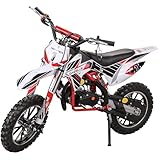 Actionbikes Motors Kinder Crossbike Gazelle 2-Takt 49ccm | Bis 35 Km/h - 2 Liter Tank - Scheibenbremsen - Pocket Bike - Motorrad - Motocross - Dirt Bike - Enduro - Mini Cross - Dirtbike (Rot)