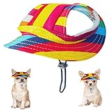 Hundehut Runde Krempe Hund Sonnenhut Sommer Outdoor Hund Sonnenhut mit Ohrlöchern Verstellbarer Kinnriemen Haustier Prinzessin Hut für kleine Hunde (S)