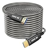 Ploiwue 8K HDMI Opticafiber Cable 90m active optical AOC 2.1cable 48Gbps ultra high speed cable Stainless steel reinforced armor protection Function for HDTV/Projec tor Home TheatreTV Gaming Box
