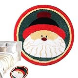 Weihnachts-Badematte, runder Duschteppich, rutschfester Badteppich, weiche und saugfähige Polyestermatte, maschinenwaschbar