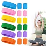 QTTRPCU 18 Stück Fitness-Schweißbänder Set, 6 Farben Stirnband Neon und 12 Stück Handgelenk Schweißbänder