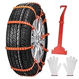 Oziral Schneeketten 12 Stück Anti Rutsch Einstellbare Ketten Reifen Rad für Auto, LKW, SUV. Fahrbahn, Schnee Straßen, Auto Sicherheit, Eisschlamm, Klettern, Breite 145-295 mm (5.7 in - 11.6 in)