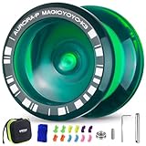 MAGICYOYO JoJo K3 Aurora-p, Finger Spin Professionelles Trick JoJo für Kinder, Reaktionsfähiges und Nicht Reagierendes Yoyo für Fortgeschrittene, mit 12 JoJo-Saiten und JoJo-Zubehörset (Dunkelgrün)