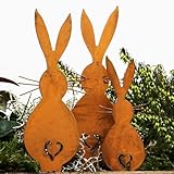 Storm's Gartenzaubereien Gartenstecker - Osterhasen 3er Set 2 große Hasen 1 Kleiner Hase für die Osterdekoration