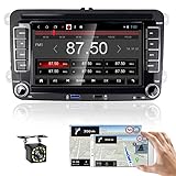 CAMECHO Android 10 Autoradio mit Navi für VW Golf 5 Golf 6 Skoda Polo Passat Tiguan Touran,7 Zoll HD Bildschirm mit GPS WiFi Bluetooth FM Dual USB Mirror Link AUX-In+Rückfahrkamera