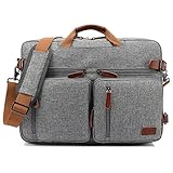 CoolBELL umwandelbar Rucksack Messenger Bag Umhängetasche Laptop Tasche Arbeitstasche Handtasche Business Aktentasche Multifunktions Reise Rucksack Passend für 17,3 Zoll Laptop/Männer/Frauen(Grau)