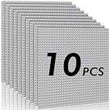 Mlikero 10 Klassische Grundplatten Bauplatte für Bausteine, 25*25cm Bauplatten kompatibel mit Allen großen Marken und Bausteine Spieltisch, Classic Platten Set Geeignet für Bauherren ab 3 Jahren, Grau