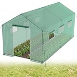 YRHome Groß Gewächshaus Winterfest mit Feuerverzinktem Stahlrahmen Foliengewächshaus Grün Begehbares Gartenhäuschen Isoliert Überwinterungszelt für Pflanzen Gartengewächshäuser Balkon - 3x2x2m