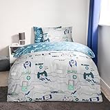 LLSZAHD Netz Bettwäsche 200×220cm, Blumen Muster bettwäsche-Sets, Mikrofaser Bettbezug mit Reißverschluss und Kissenbezug 80×80cm