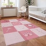 SIMPEX KinderTeppich, Prinzessin-Design, Teppich Rosa, 160 x 230 cm, Teppich für Kinder, Teppich Kinderzimmer