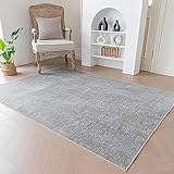 Evitany Kurzflor Teppiche Wohnzimmer für Schlafzimmer Einfarbig Pflegeleicht Teppich Grau Waschbar Anti-Rutsch Teppiche für Kinderzimmer Esszimmer Küchenteppich (Grau/60x120 cm)