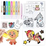 Qaestuan Window Color Set Kinder, von Leimmalerei und 8 Farben von Pinseln, Window Color Set 4 Jahreszeiten, Fensterbilder Kinderzimmer Selbstklebend, für Glas, Spiegel, Fliesen und Folie