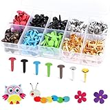 Musterbeutelklammern Musterklammern Mini Brads Runde Set Flügelklammer Klein Rundkopfklammern Bunt Metall Flügelklammern 8x15mm für Schule Büro Papier Briefklammern Basteln Handwerk DIY (300)