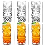 Transparente Tiki-Gläser, Set mit 170-400 ml, moderne Bar-Tiki-Cocktailgläser, perfekt für exotische Cocktails, Mai Tai, hawaiianische Cocktails, tropische Insel, Trinksware-Set