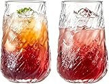 Lnwwrv Vintage Geripptes Glas-Set, Set aus 2 Premium-Trinkgläsern, Wassergläser für Saft, Bier, Kaffee, Tee und Cocktails (klar, 400 ml)