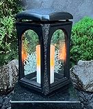 Grablampe Classico Premium Massiv Schwarz Titan incl. Grabkerze Grabschmuck Grablaterne Grablicht Grableuchte Lampe Laterne Licht Kerze Trauer Friedhof Garten