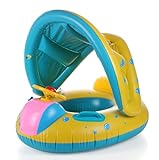 Schwimmring Baby mit Abnehmbarem Sonnendach, UPF50+ Sonnenschutz, Kinder Schwimmsitz mit Sonnendach, Schwimmreifen Baby, Baby-Schwimmhilfe im Alter von 6 bis 36 Monaten
