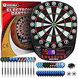 Elektronische Dartscheibe Profi Set 34 Games mit 354 Varianten3 Sprachen: Deutsch, Englisch, Französisch für 1 bis 8 Spieler mit 12 Darts SP02-G-A