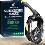 Khroom Schnorchelmaske für Erwachsene & Kinder von DEKRA geprüfte CO2 Sicherheit | Vollmaske Seaview X - Tauchmaske | Schnorchelausrüstung / Schnorchelset Alternative (L-XL, Schwarz)
