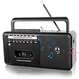 MONODEAL Tragbarer Kassettenrekorder, Vintage-Kassettenrekorder mit AM/FM/SW-Radio, eingebautem Lautsprecher, 3.5mm Kopfhörerbuchse, Unterstützung TF-Karte/USB-Eingang