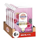 Sagrotan Handseife Nachfüller Brombeere und Waldfrüchte – Feuchtigkeitsspendend und stark gegen Bakterien – 6 x 500 ml Handseife