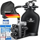 KESSER® Sandfilteranlage Sandfilter+700g Filterbälle ersetzen 25kg Filtersand 7-Wege Ventil mit Druckanzeige Poolfilter 10 m³/h Filteranlage Filterkessel für Pool 10.200 L/h, Inkl. Wettercover,Schwarz