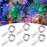 LEECOCO 6 Stück 2m 20 Led lichterkette mit batterie,fur Weihnachten, Hochzeitsdekoration (6 Stück Mehrfarbig)