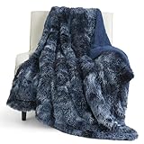 BEDSURE Kuscheldecke - Flauschig Decke, Warm Sherpa Sofadecke, Dicke Felldecke, Couchdecke, Flauschige Kunstfelldecke, Wohndecke für Couch, Blau, 150x200 cm
