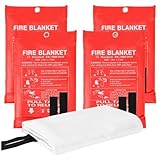 Plawee 4 STK. Notfall-Feuerlöschdecke für Zuhause, Aus Glasfaser-Gewebe, Geeignet für Zuhause, Küche, Schule, Büro, Auto und Grill