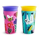Munchkin Miracle 360°-Trinkbecher für Babys und Kleinkinder, BPA freier Trinklernbecher, auslaufsicher & spülmaschinenfest, recycelte Verpackung - 266 ml, 2er-Set Affe/Biene