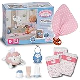 Baby Annabell Babypflegeset - 7-teiliges Puppenzubehör-Set - inkl. Windeln, Taschentuchspender, Pretend Cream & Flaschen, Beißspielzeug & Eulenspiel - Für 36cm & 43cm Puppen - Geeignet für Kinder ab 3