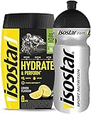 Isostar Hydrate & Perform Iso Drink – 400 g isotonisches Getränkepulver – Elektrolyt Pulver zur Unterstützung der sportlichen Leistungsfähigkeit – Zitrone + 0,5 Liter Flasche