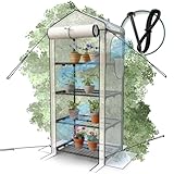 Heimfleiss® Foliengewächshaus mit 4 Ebenen | Balkon Gewächshaus klein | Garten Anzuchthaus Sturm- & Winterfest | Pflanzenzelt aus Folie & Metallgestell | Anzuchtregal Greenhouse Balkongewächshaus