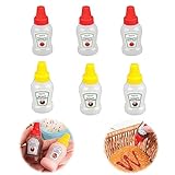 Ltsbaed 6 Stück Mini Saucenflasche, Wiederverwendbar Plastik Squeeze Flasche, Tragbarer Quetschflasche mit Kappen, Saucenflasche Klein Tomaten Ketchup Flasche Für BBQ, Dressing, Kinder Erwachsene
