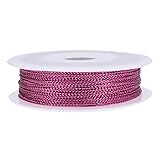 Rockreyoa 1mm Kordel Farbiges Seil Kordelband Geflochtenes Handseil Anhänger-Seil Perlen-Seil Zierkordel Kordelschnur Bastelschnur Verpackungsseil Etikettenseil Nicht Elastisch Kordelband Rosa 200m