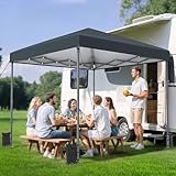 DWVO Pavillon Faltpavillon 3x3M, Faltbarer Stabil Pop up Wetterfester Gartenpavillon mit Schutz, höhenverstellbar für alle Jahreszeiten ideal für Märkte Pool Wasserdicht und robust Grau